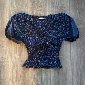 Ulla Johnson - 100% Cotton Smocked Bodice Puff Sleeve Blouse - Size 00